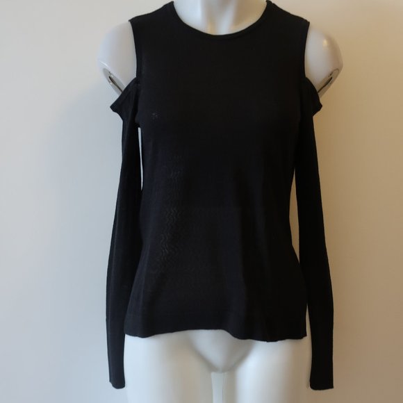 BCBGMAXAZRIA BLACK COLD SHOULDER SWEATER XXS * - Picture 1 of 9